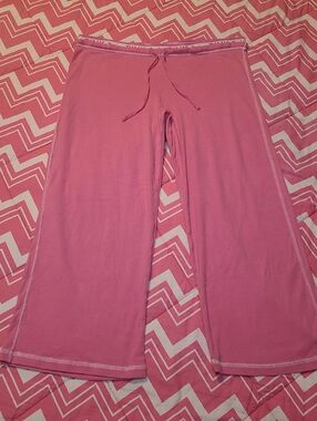Rare VTG VS PINK Logo Band Cotton Bubblegum Pink Capri Pants Size Sm
